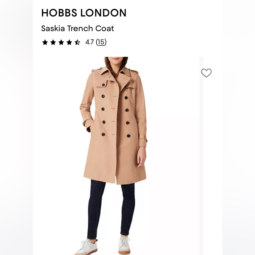Hobbs London classic Beige Tan Double Breasted Button Trench Coat Classic - Picture 5 of 13